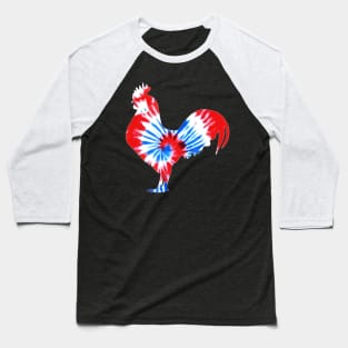 Patriotic Rooster July 4th Farmer Hippie Tie Dye Baseball T-Shirt